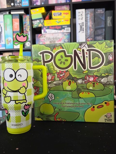 This Keroppi tumbler from Igloo had been sold out forever but just last week it was back in stock! 🐸 Pairs perfectly with Pond, which I also ordered the 500 puzzle and extra cards for. I just love the artwork and gameplay so much! 
.
.
.
#boardgames #boardgamegeek #bgg #boardgamesofinstagram #keroppi