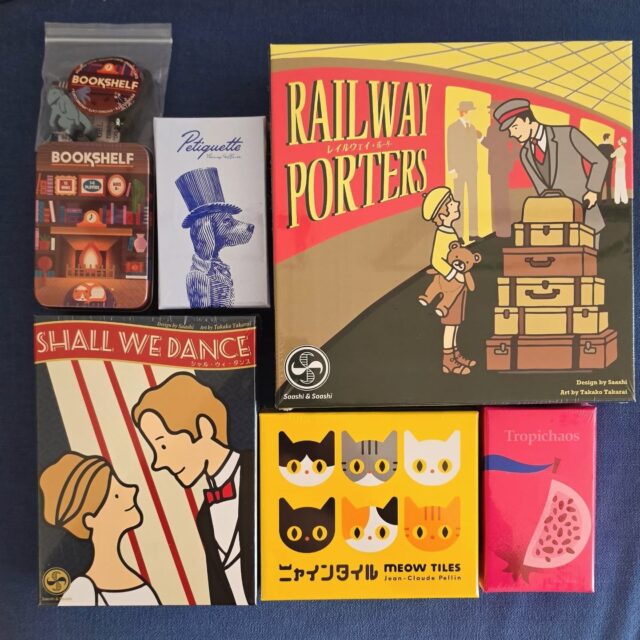My small but mighty #UKGE game haul. I queued up like a true Brit to grab those Saashi and Saashi games. 😂
